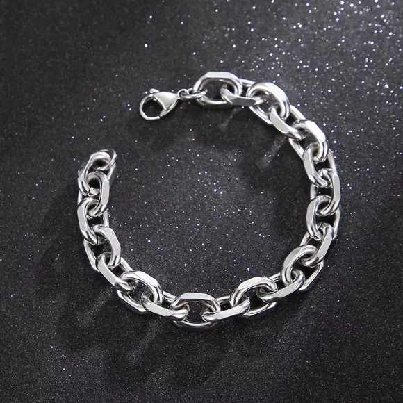 10mm Stainless Steel Cuba O-Chain Men Bracelet - Picture 4 of 6
